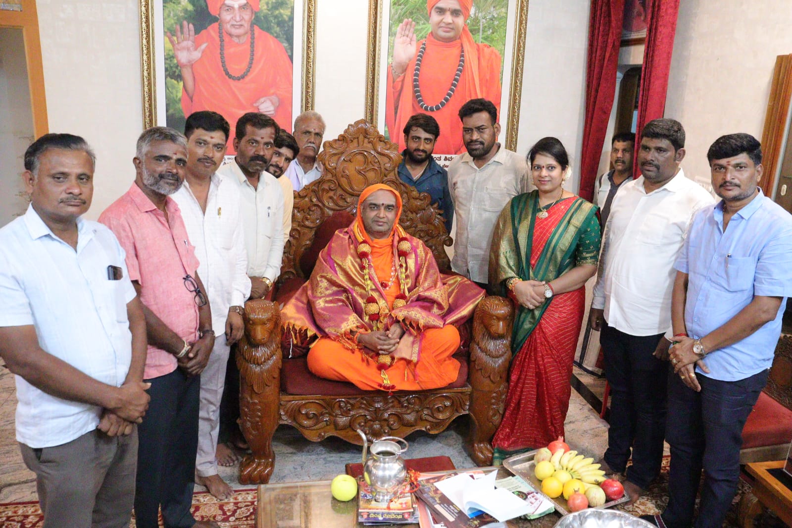 Smt. Veena Kashappanavar offering prayers and receiving Swamiji's blessings at Chandravana Ashrama